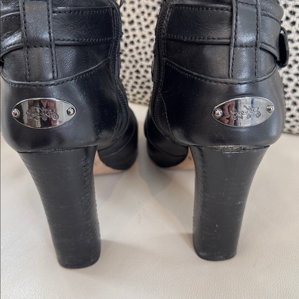 Coach Angelina Black Leather Heeled Boots - Picture 7 of 13